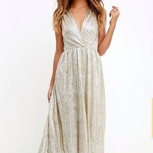 All that Shimmers is Gold Light Gold Maxi Dress